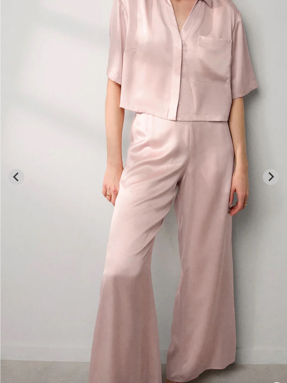 lunya Blush Pink Satin Wide-Leg Pants